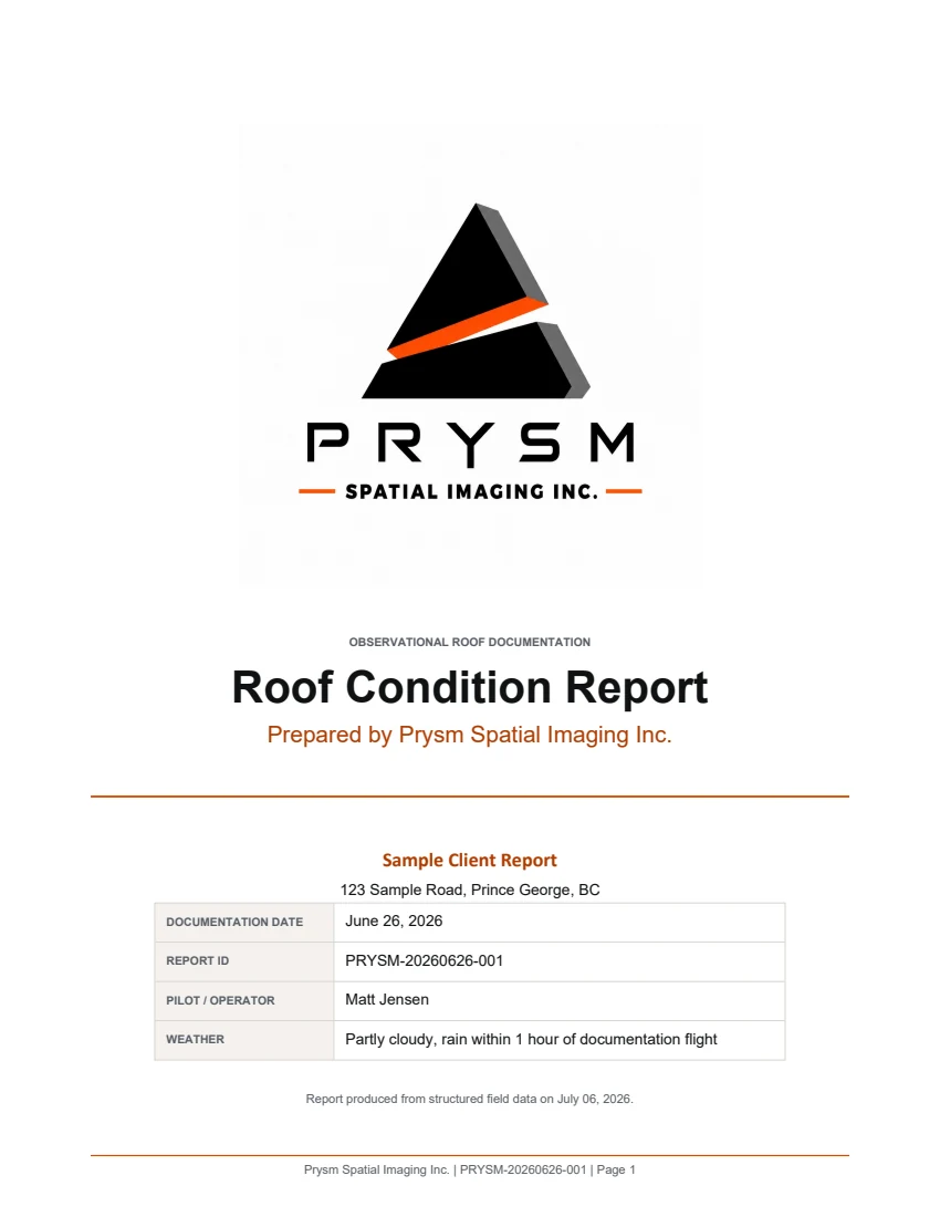 Cover of the sample Residential Roof Condition Report